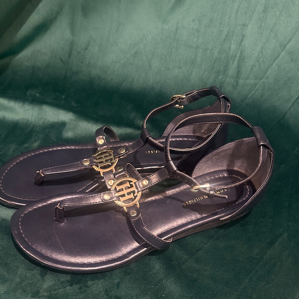 Tommy Hilfiger navy Sandals with Gold Details